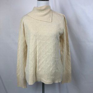 Preston & York 100% Cashmere Turtleneck Sweater Cream Medium